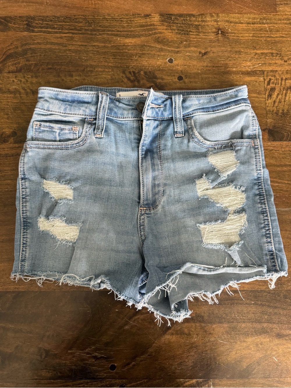 Hollister Light Wash Distressed Denim Shorts
